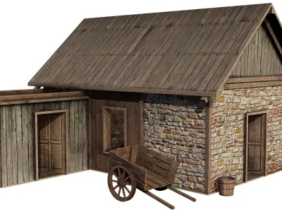 Old Medieval Building Low-poly 3D model