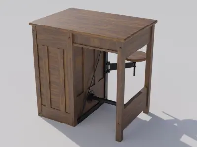 Antique Lab Table Low-poly 3D model