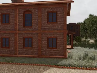 Village In Autumn Woods 3D model