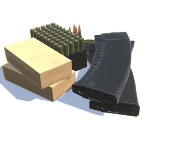 5-45x39 Ammo Pack Low-poly 3D model
