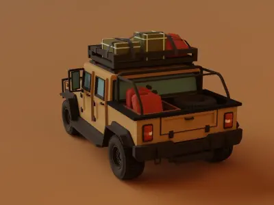 SUV vechile HUMMER Low-poly 3D model
