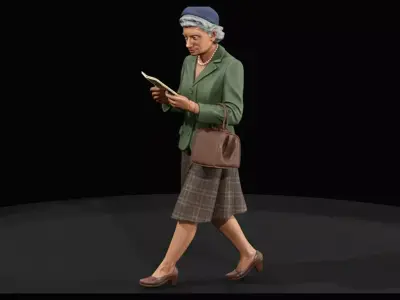 HO Figure 1950 Older Woman Reading Printable STL 3D print model