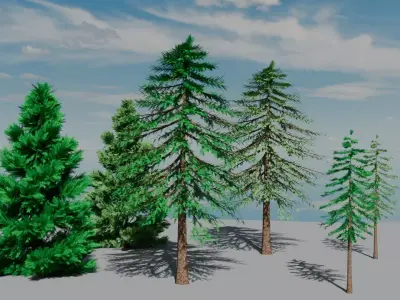 Trees Pack Pine Bush 3D model