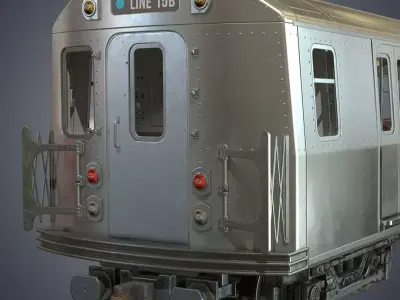 Metro subway train Low-poly 3D model
