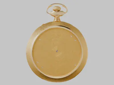Low-Poly Patek Philippe 24K Gold Pocket Watch Low-poly 3D model