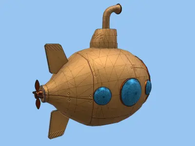 Submarine Low-poly 3D model 6