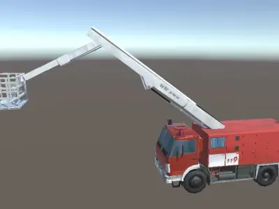 firefighter package add truck  house 3D model