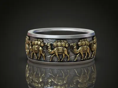 Camel Caravan Band Ring with Excellent Detailing 3D print model