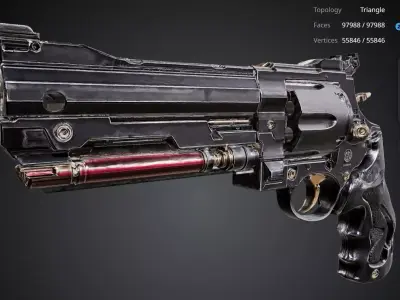 Revolver Gun 3D model buy