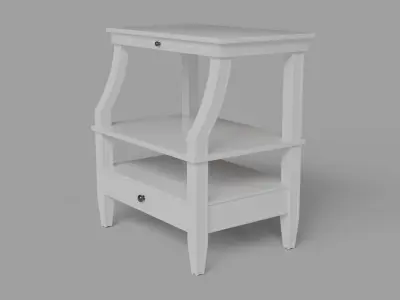 Newton Antique White Storage Nightstand White 3D model