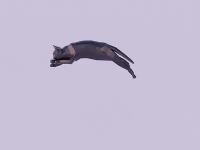 Black cat rigged animated character Free low-poly 3D model