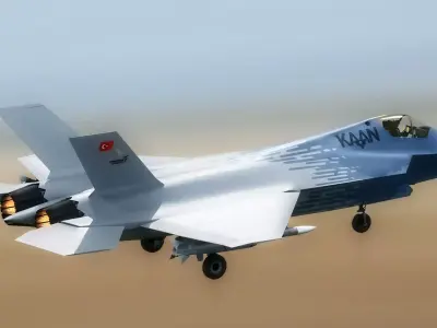 MMU Kaan P2 with Cocpit - Fully Rigged-High Resolution Textures Low-poly 3D model