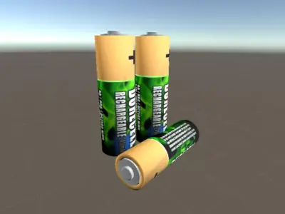Battery 3d model three aa batteries Free low-poly 3D model