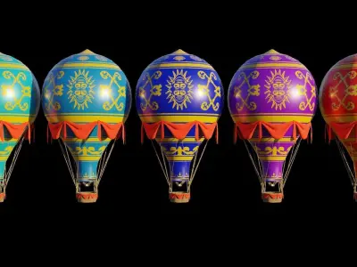 Hot Air Balloon Low-poly 3D model buy