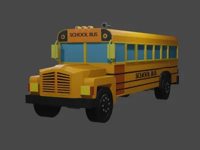 Old School bus  Low-poly 3D model