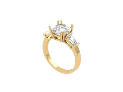 Solitair 3 Stone Ring 3D print model
