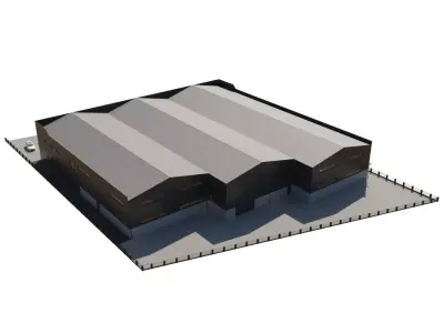 Factory Building Low-poly 3D model 2