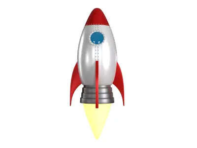 Cartoon Rocket Ship PBR Low-poly 3D model