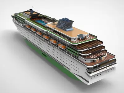 Cruise ship II Low-poly 3D model