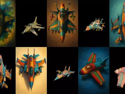 AirCraft bundle 7 pack 100 glb Low-poly 3D model