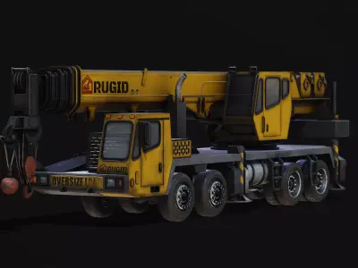 Telescopic Boom Truck Crane - Rigged - Lowpoly Low-poly 3D model