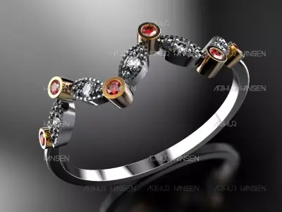 Wave HB 110 Milgrain Half-Band 3D print model