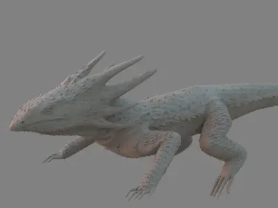Lizard White dragon design 3D model