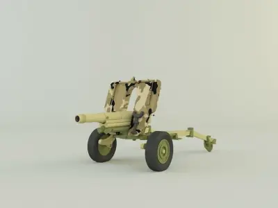 Howitzer 105mm cannon gun low poly Low-poly 3D model
