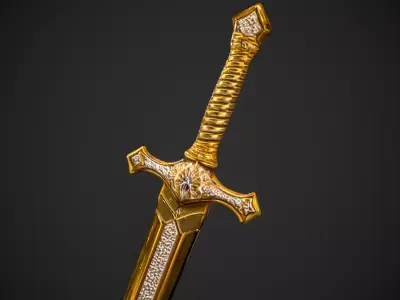 Golden Blade Elegance Sword Low-poly 3D model