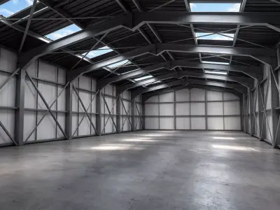 Hangar Warehouse Building 01 3D model