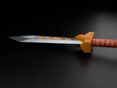 Low Poly Fantasy Sword Game Asset Low-poly 3D model