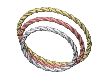 Beaded twisted rope bangle sizes S M L 3D print model