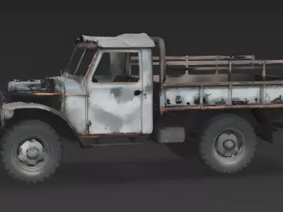 Exposed Engine Scavenged Truck 3D Model Low-poly 3D model