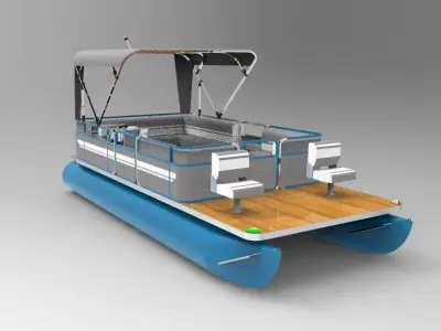 lake pontoon boat 3D model