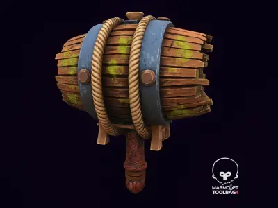 Barrel Hammer Stylized Model Low-poly 3D model
