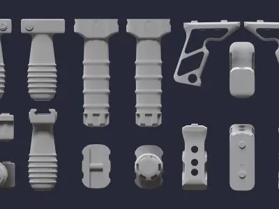 Grips camouflage gun parts Low-poly 3D model