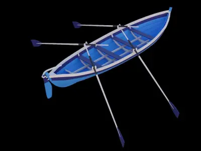 Boat -Skiff with oars 3D model