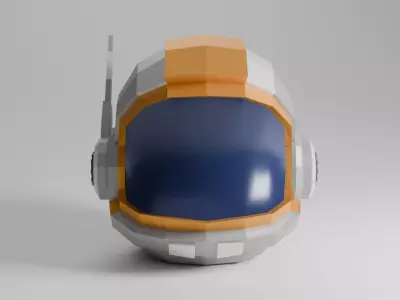 Low-Poly Stylized Astronaut Helmet 3D Model Low-poly 3D model