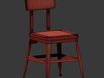 Vintage Lyon Powder coated Dining Chair 3D model