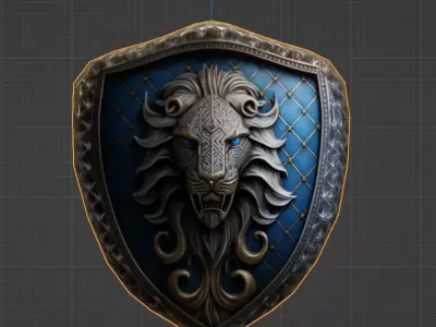 Lion Fantasy Shield - Low Poly Asset Low-poly 3D model 3D model