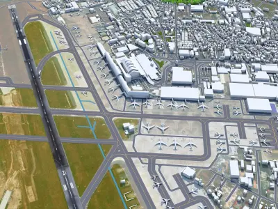 Tan Son Nhat Ho Chi Minh Airport 10km Low-poly 3D model