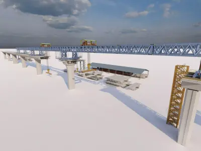 Bridge Construction 3D Model - Detailed Look into Infrastructure 3D model shop