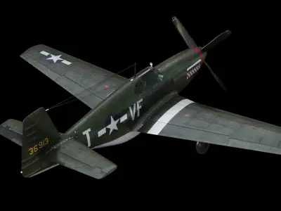 P-51 Mustang Low-poly 3D model