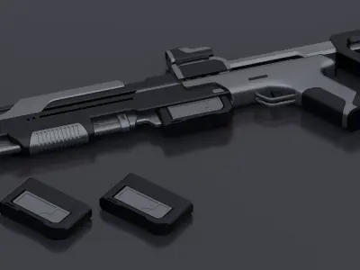 Sci-Fi Shotgun Game Ready Low-poly 3D model