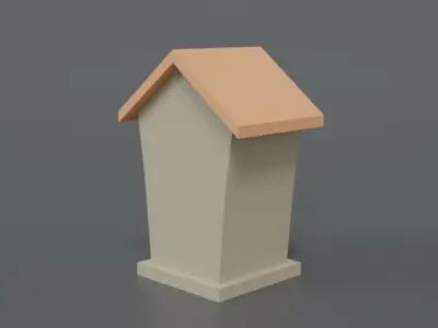 Low Poly Cartoon Bird House Low-poly 3D model