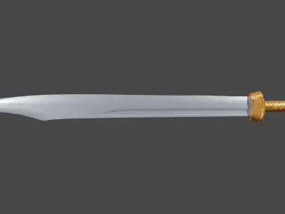 Falchion sword with Langsax handle Low-poly 3D model