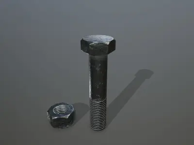 Bolts bolt and nut Low-poly 3D model 9