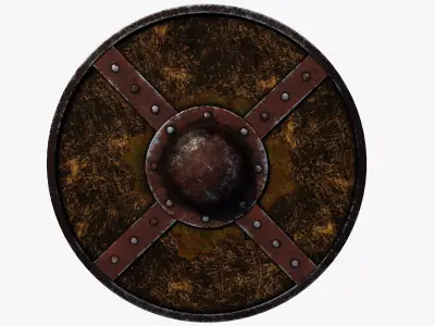 Wooden shield Low-poly 3D model 13