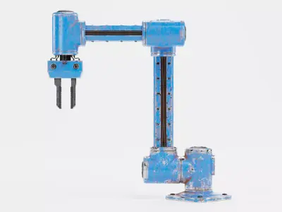 Robotic Arm with Claw and Worn Finish - V4 Rigged 3D model