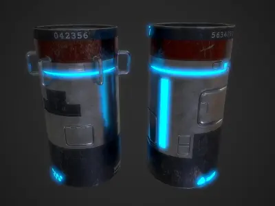 SciFi Barrels Low-poly 3D model
